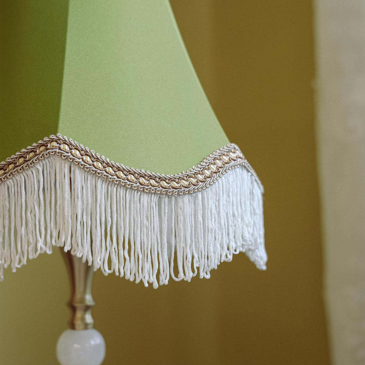 Vintage Brass Fabric Conical Table Lamp