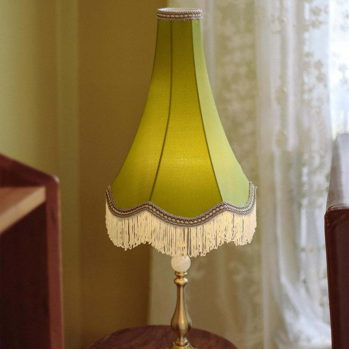 Vintage Brass Fabric Conical Table Lamp
