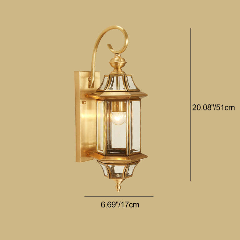 European Brass Glass Polygonal Wall Sconce