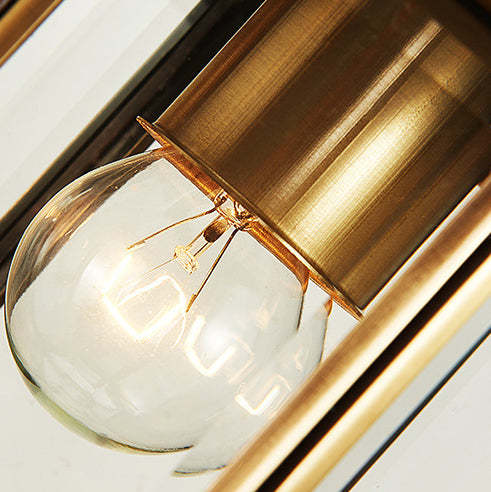 European Brass Glass Polygonal Wall Sconce