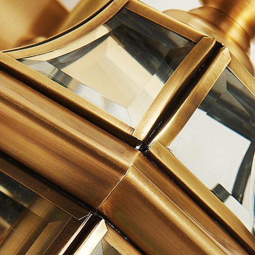European Brass Glass Polygonal Wall Sconce