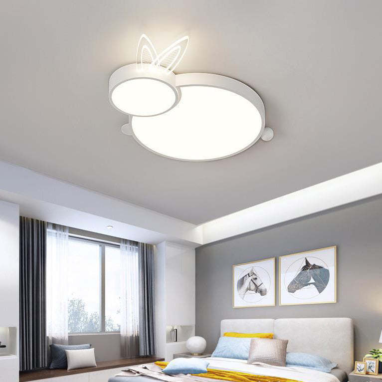 Contemporary Iron Flush Mount Light - White