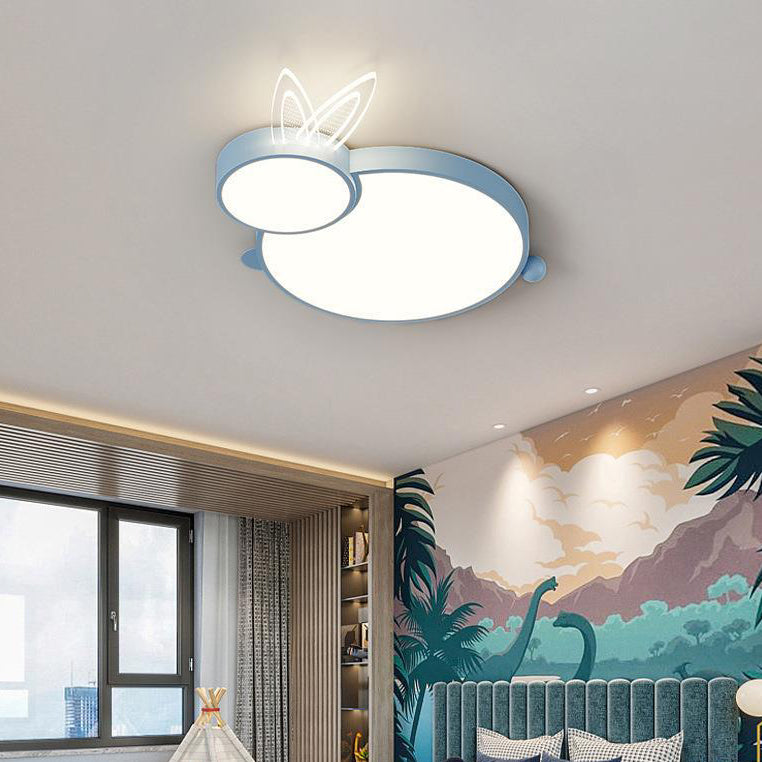 Contemporary Iron Flush Mount Light - White