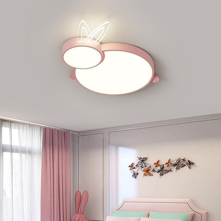 Contemporary Iron Flush Mount Light - White