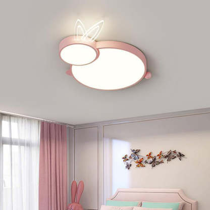 Contemporary Iron Flush Mount Light - White