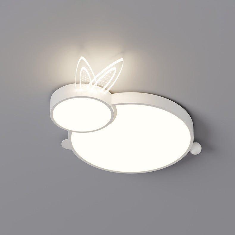 Contemporary Iron Flush Mount Light - White