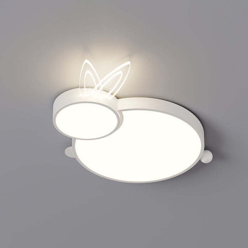 Contemporary Iron Flush Mount Light - White