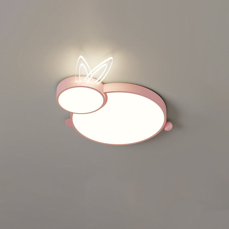 Contemporary Iron Flush Mount Light - White