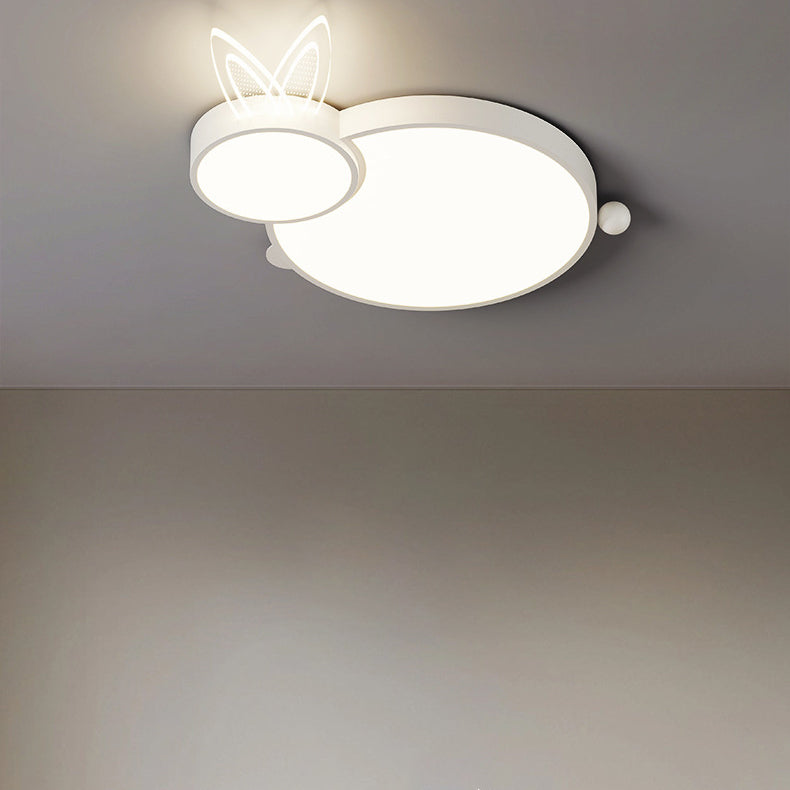 Contemporary Iron Flush Mount Light - White