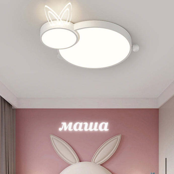 Contemporary Iron Flush Mount Light - White