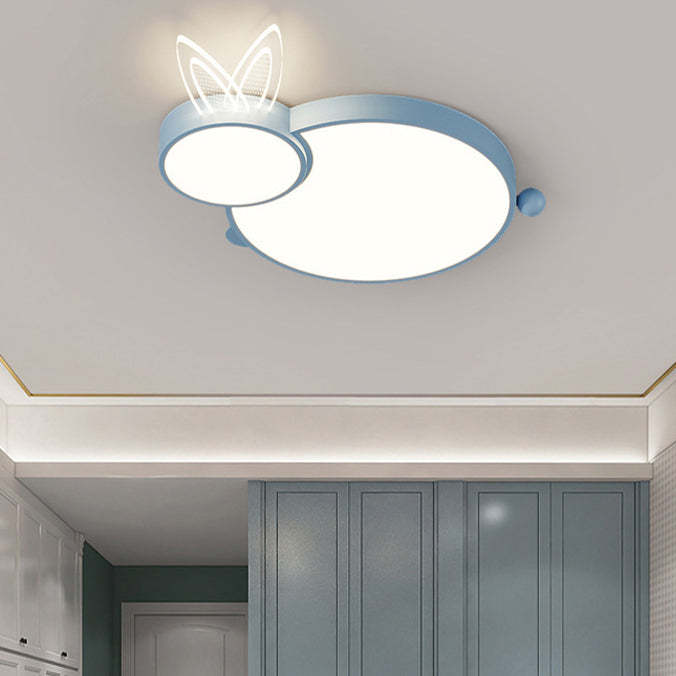 Contemporary Iron Flush Mount Light - White