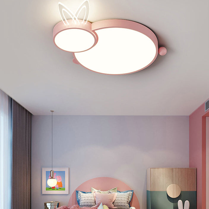 Contemporary Iron Flush Mount Light - White
