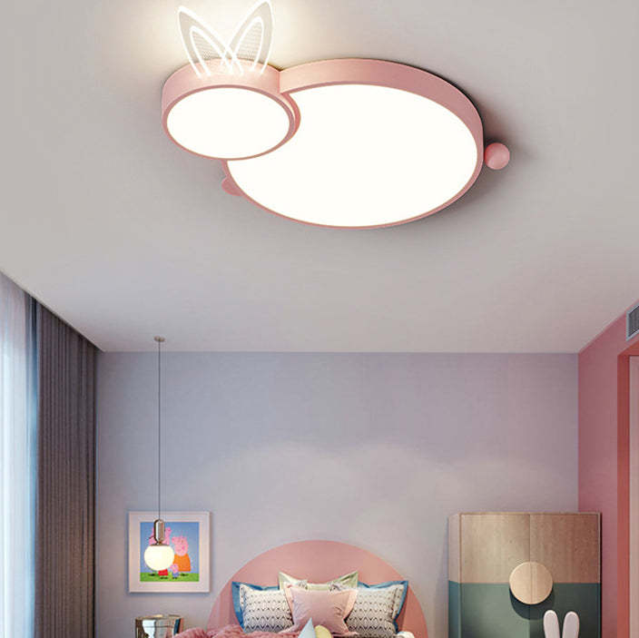 Contemporary Iron Flush Mount Light - White