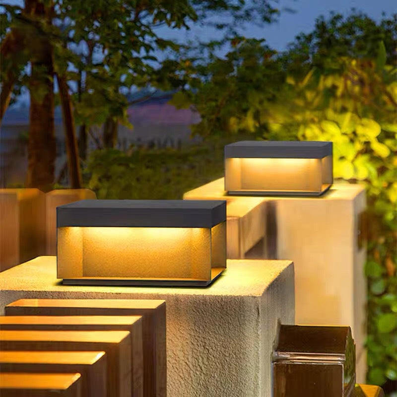 Minimalist Stainless Steel Square Solar LED Outdoor Light
