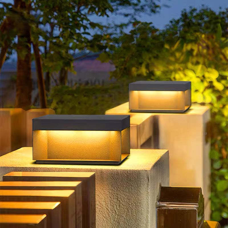 Minimalist Stainless Steel Square Solar LED Outdoor Light
