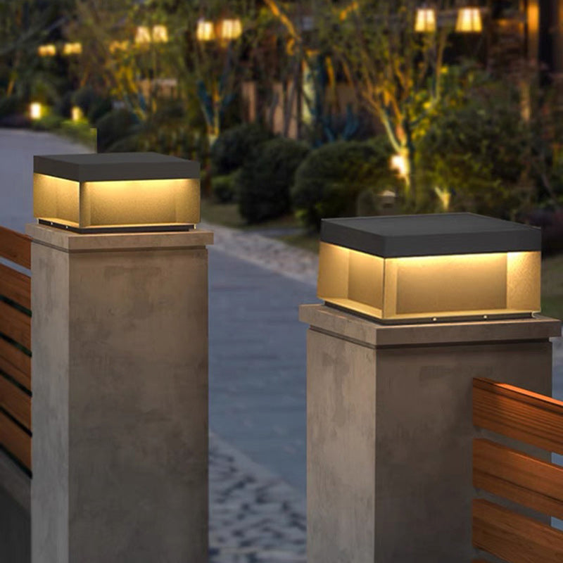 Minimalist Stainless Steel Square Solar LED Outdoor Light