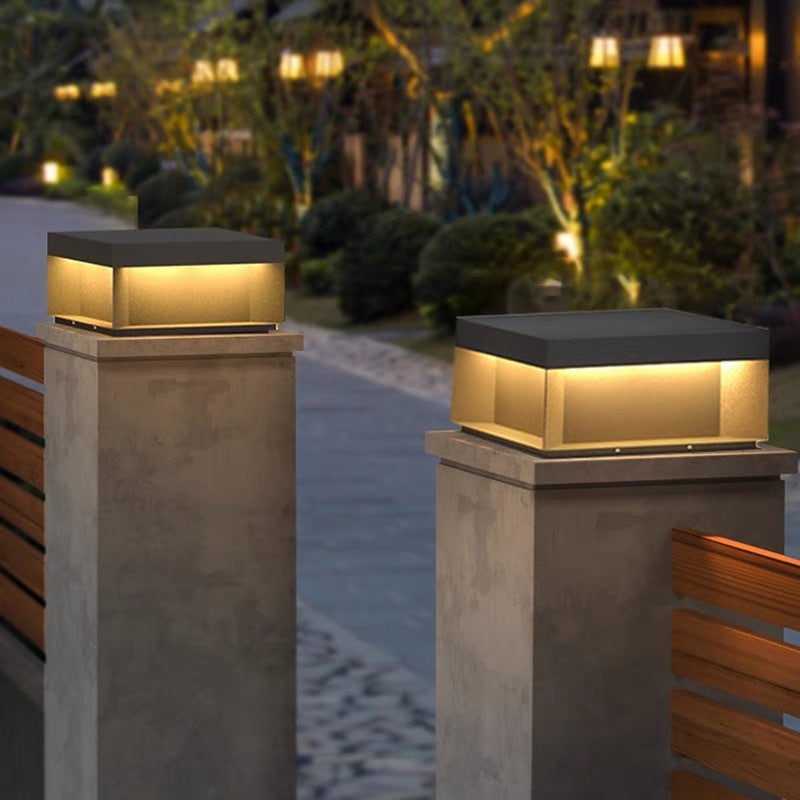 Minimalist Stainless Steel Square Solar LED Outdoor Light
