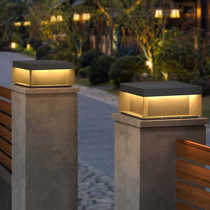 Minimalist Stainless Steel Square Solar LED Outdoor Light