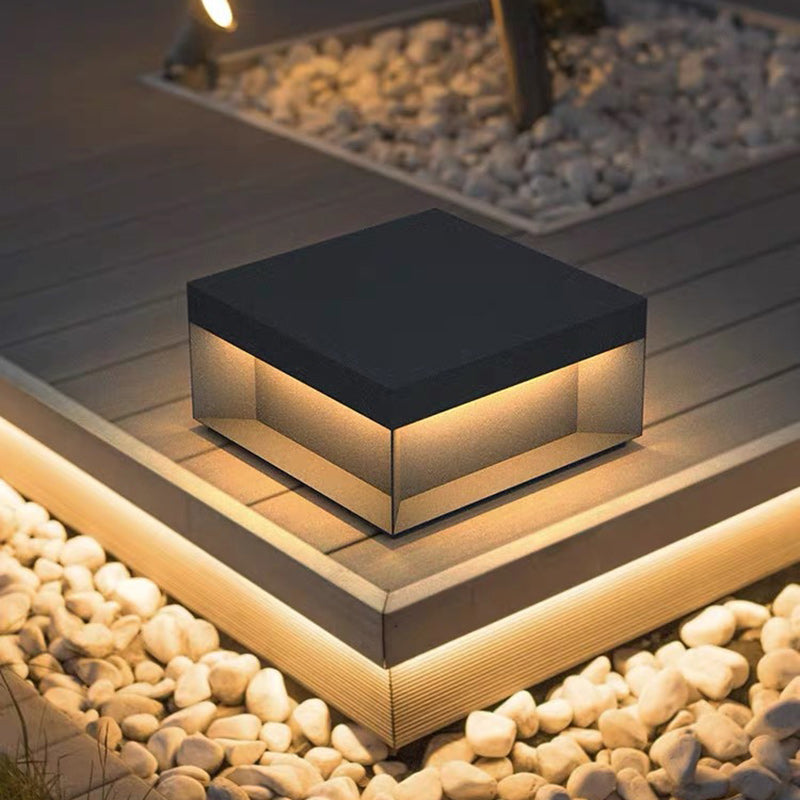 Minimalist Stainless Steel Square Solar LED Outdoor Light