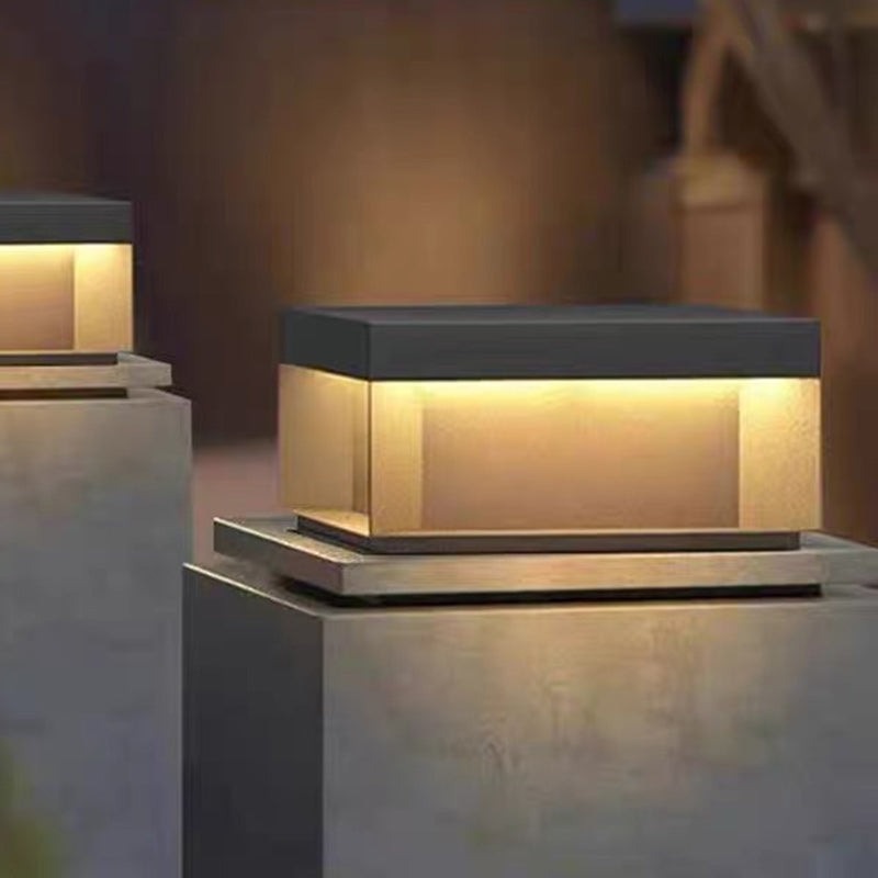 Minimalist Stainless Steel Square Solar LED Outdoor Light