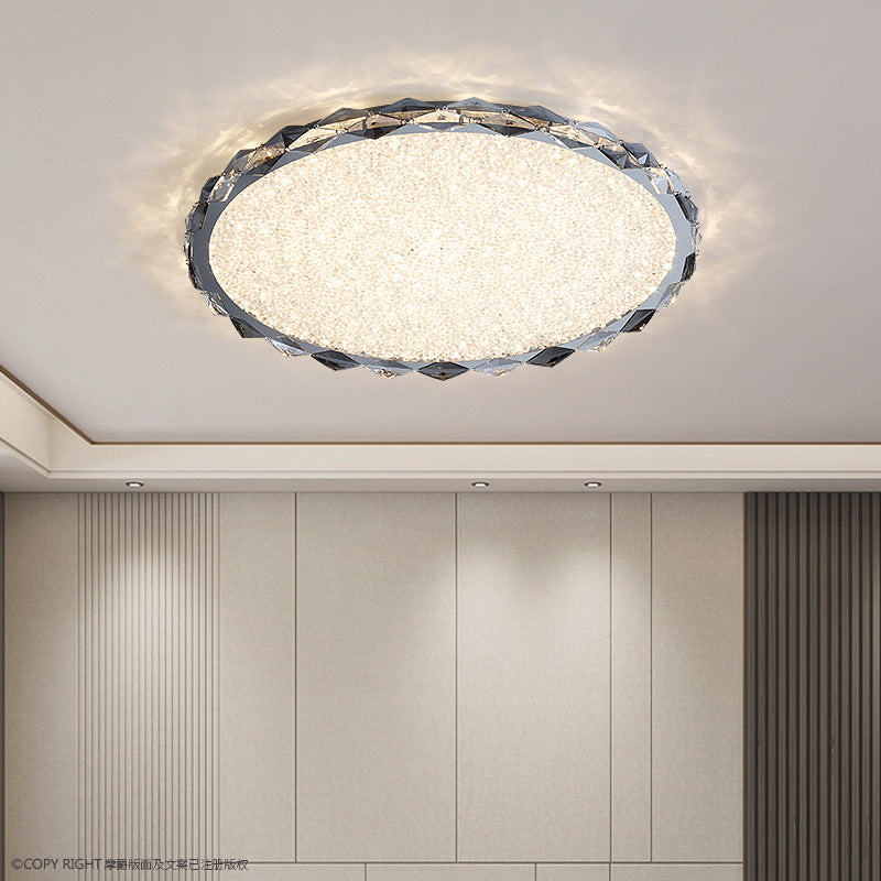Modern Crystal Metal Round LED Flush Mount Light — Infinitely Dimmable / 110V-120V For US/CA