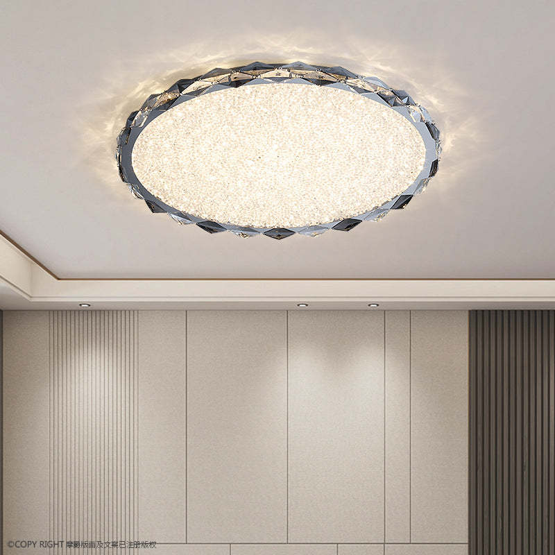 Modern Crystal Metal Round LED Flush Mount Light — Infinitely Dimmable / 110V-120V For US/CA