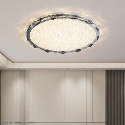 Modern Crystal Metal Round LED Flush Mount Light — Infinitely Dimmable / 110V-120V For US/CA