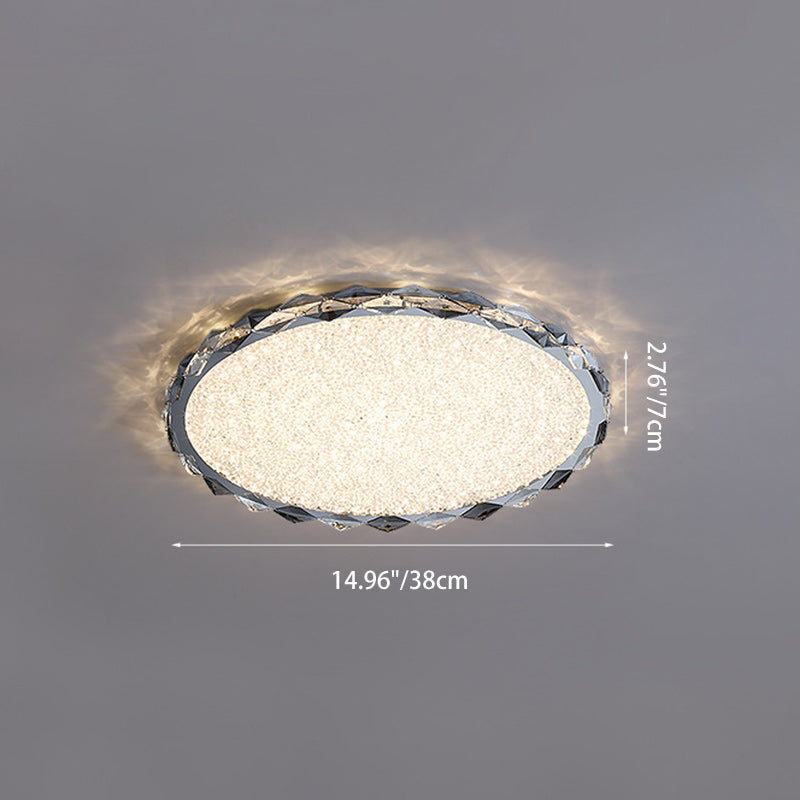 Modern Crystal Metal Round LED Flush Mount Light — Infinitely Dimmable / 220V-240V For UK/AU