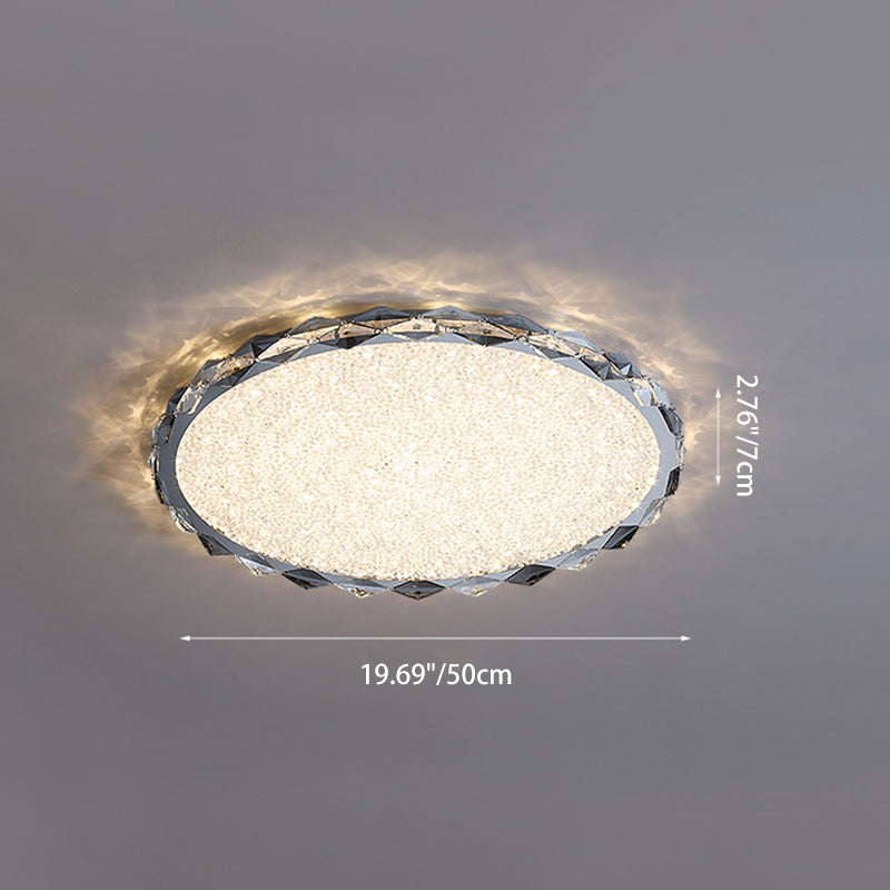 Modern Crystal Metal Round LED Flush Mount Light — Infinitely Dimmable / 110V-120V For US/CA