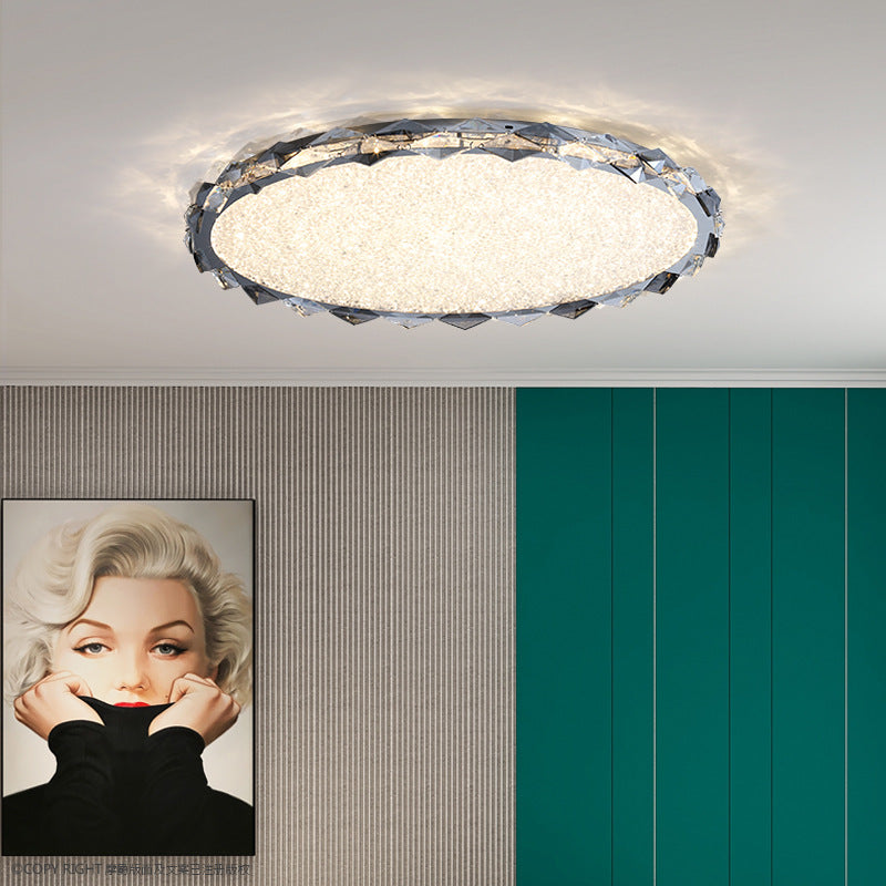 Modern Crystal Metal Round LED Flush Mount Light — Infinitely Dimmable / 110V-120V For US/CA