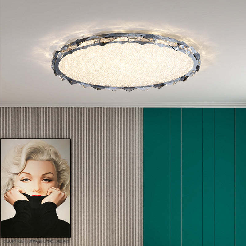 Modern Crystal Metal Round LED Flush Mount Light — Infinitely Dimmable / 110V-120V For US/CA