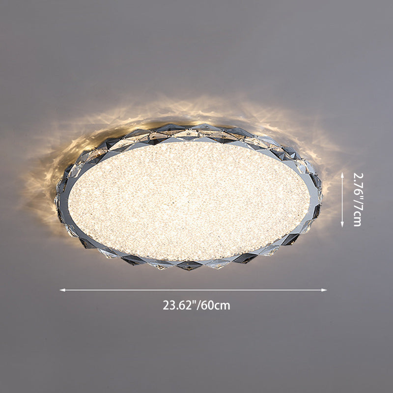 Modern Crystal Metal Round LED Flush Mount Light — Infinitely Dimmable / 220V-240V For UK/AU