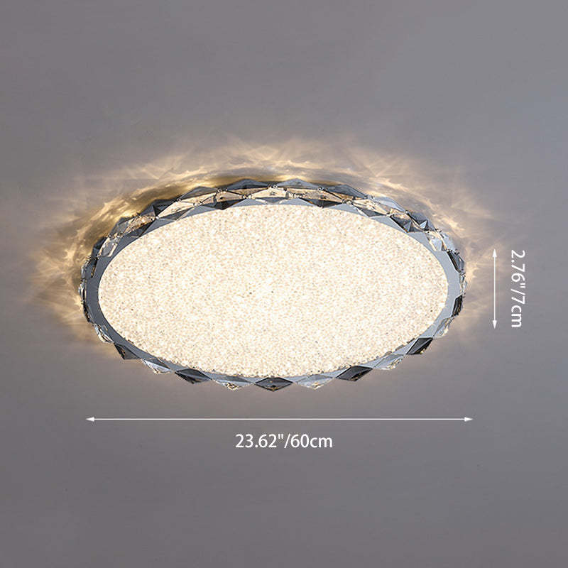 Modern Crystal Metal Round LED Flush Mount Light — Infinitely Dimmable / 220V-240V For UK/AU