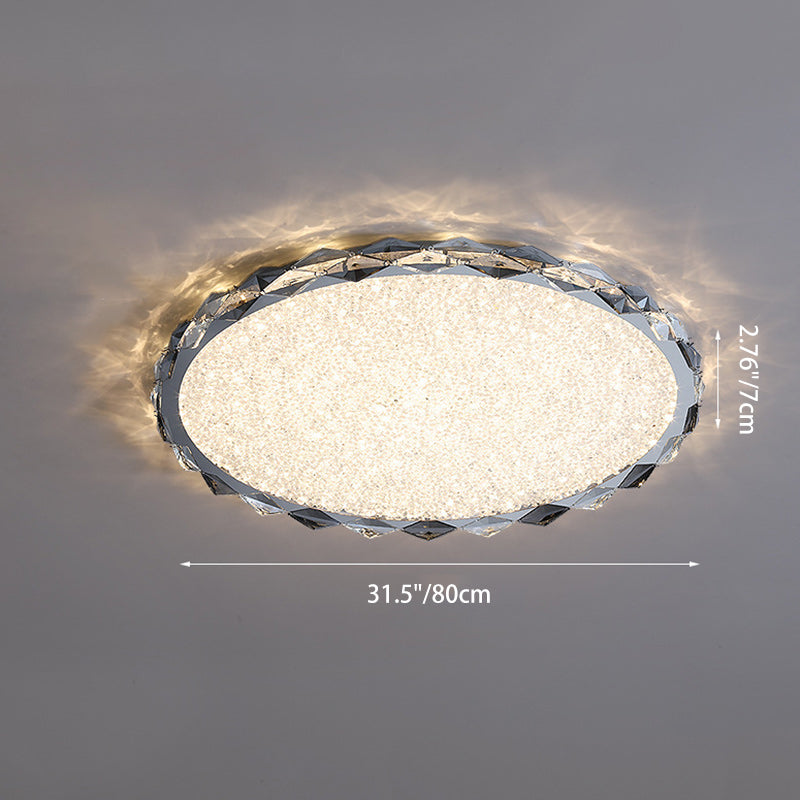 Modern Crystal Metal Round LED Flush Mount Light — Infinitely Dimmable / 110V-120V For US/CA