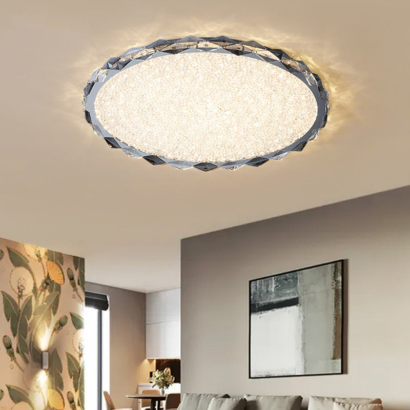 Modern Crystal Metal Round LED Flush Mount Light