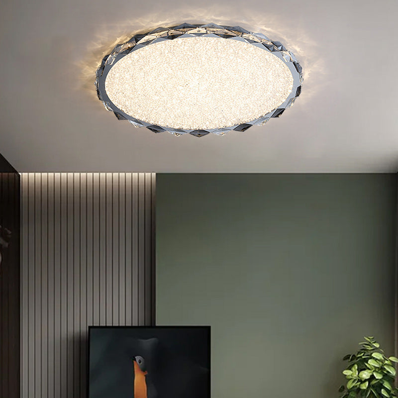 Modern Crystal Metal Round LED Flush Mount Light