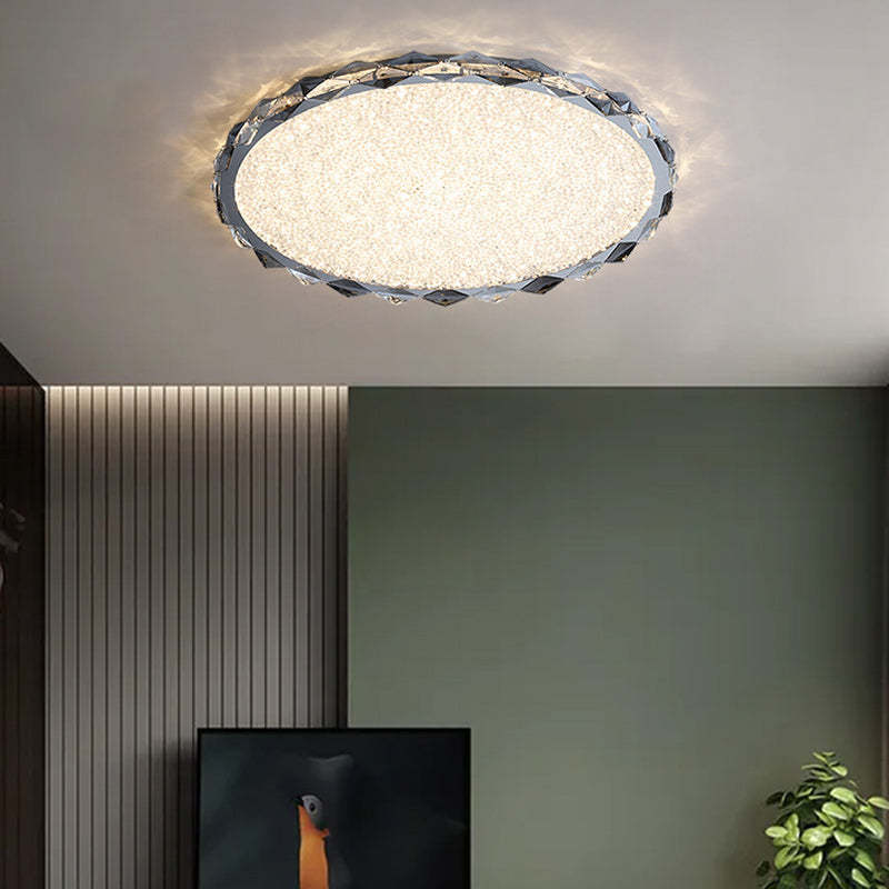 Modern Crystal Metal Round LED Flush Mount Light