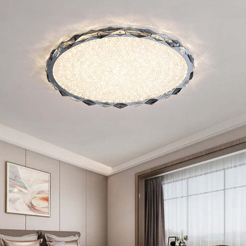 Modern Crystal Metal Round LED Flush Mount Light