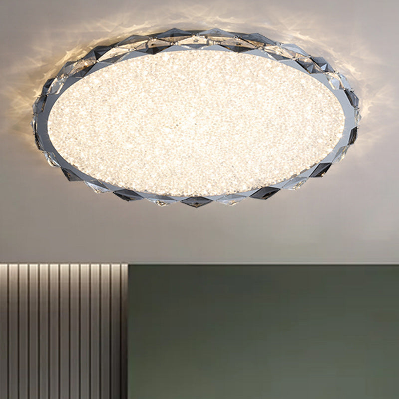 Modern Crystal Metal Round LED Flush Mount Light