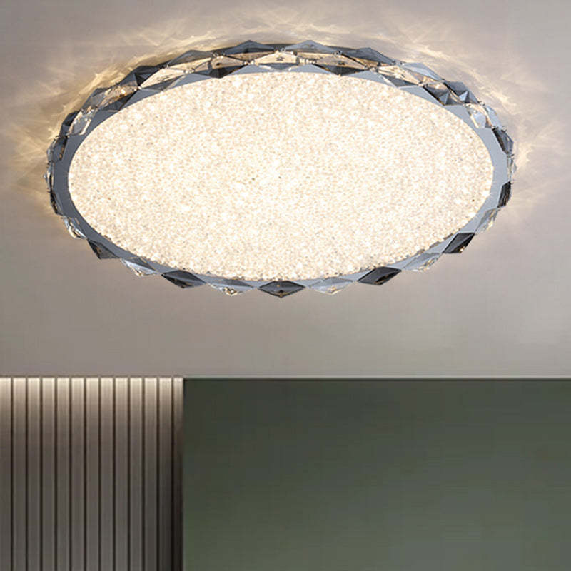 Modern Crystal Metal Round LED Flush Mount Light
