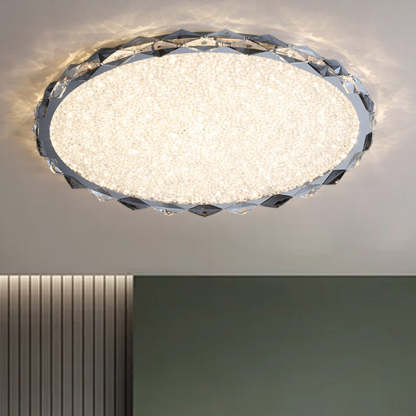 Modern Crystal Metal Round LED Flush Mount Light