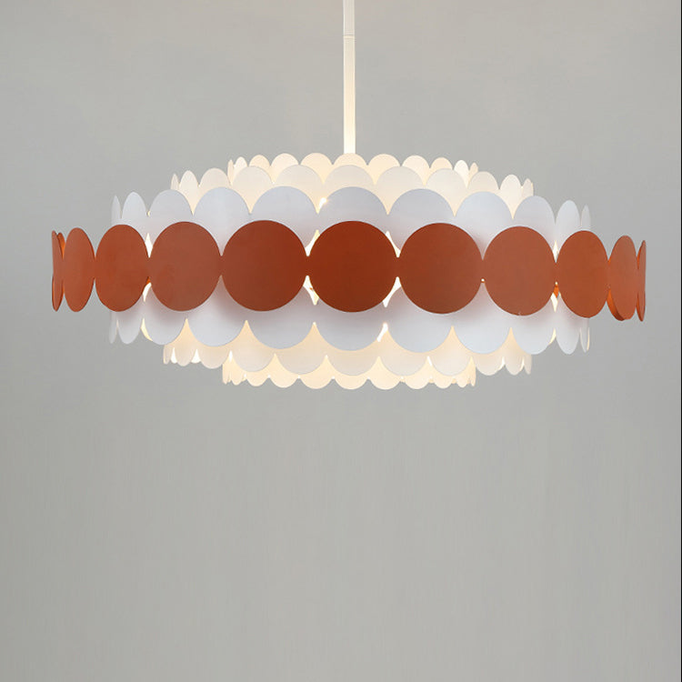 Contemporary Iron Oval Adjustable Rod Chandelier