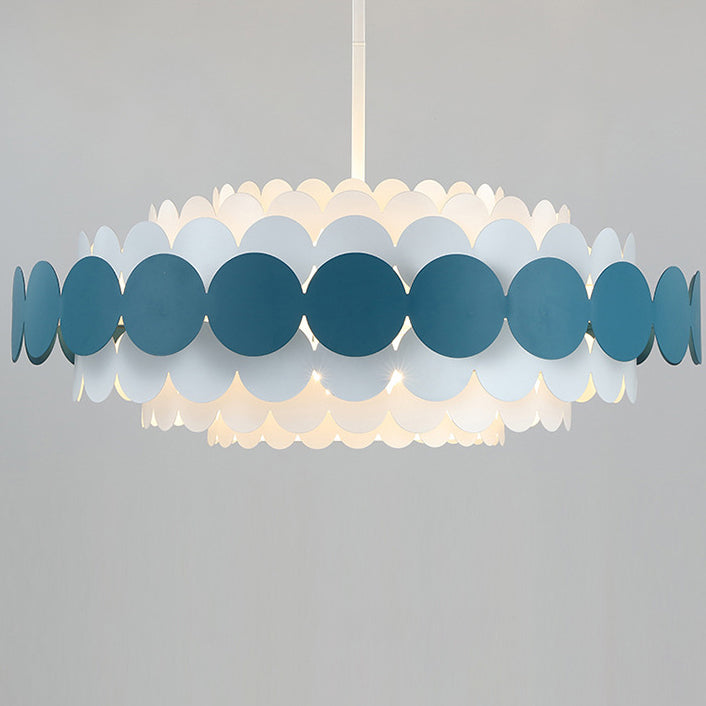 Contemporary Iron Oval Adjustable Rod Chandelier