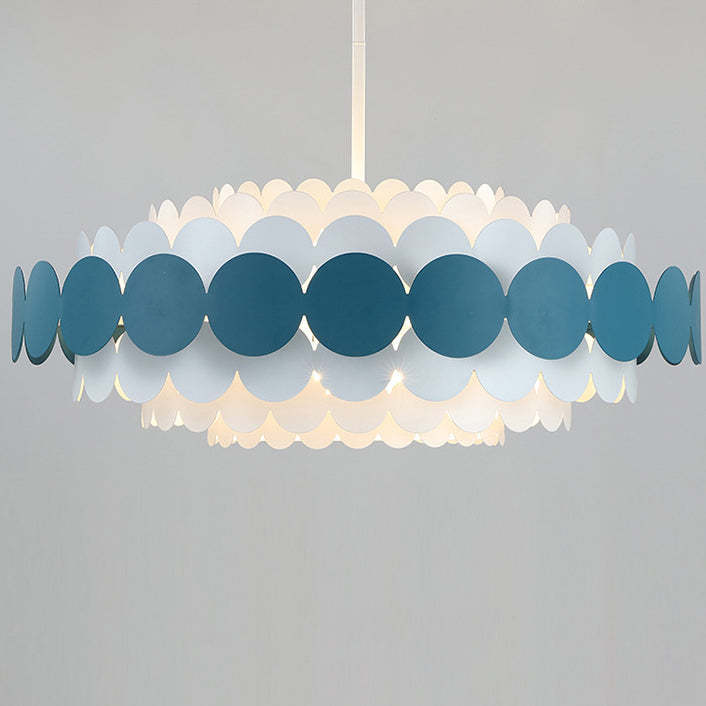 Contemporary Iron Oval Adjustable Rod Chandelier