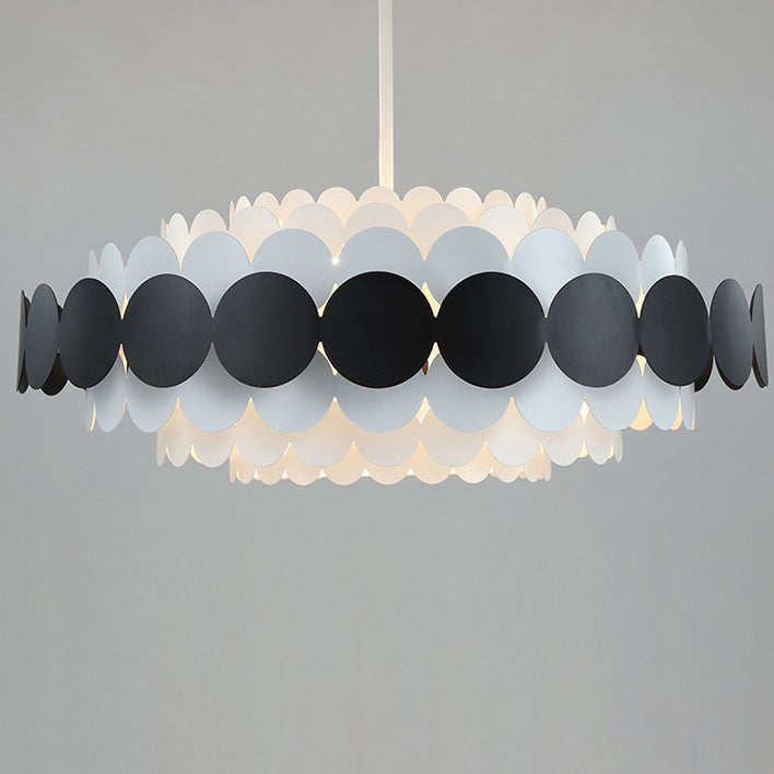 Contemporary Iron Oval Adjustable Rod Chandelier