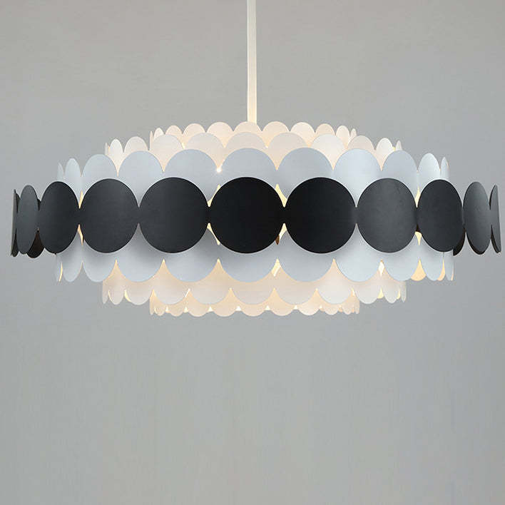 Contemporary Iron Oval Adjustable Rod Chandelier
