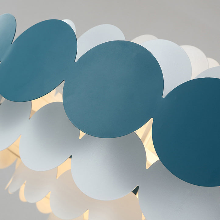 Contemporary Iron Oval Adjustable Rod Chandelier