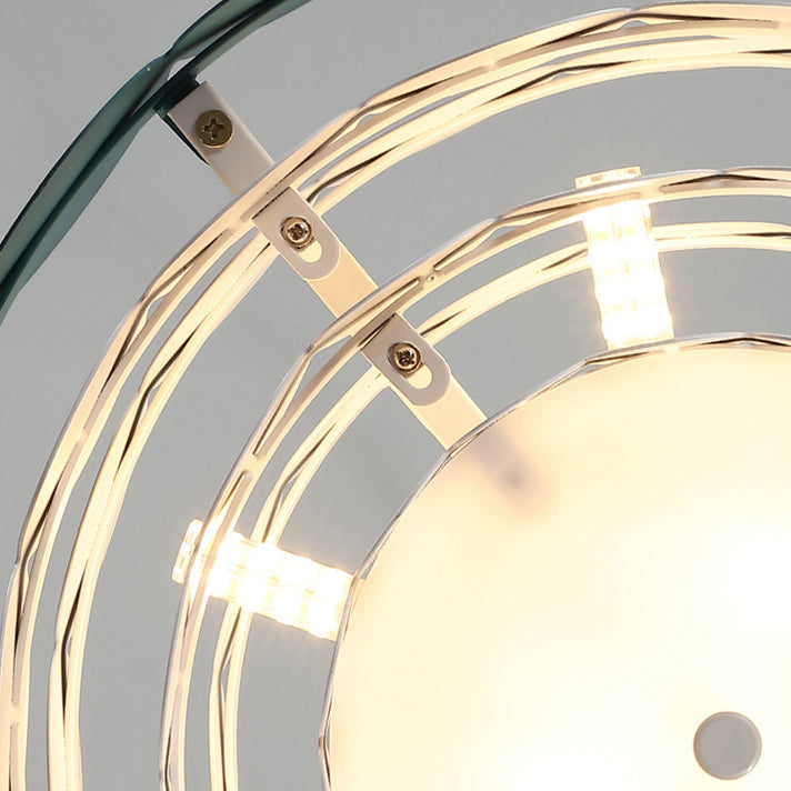 Contemporary Iron Oval Adjustable Rod Chandelier