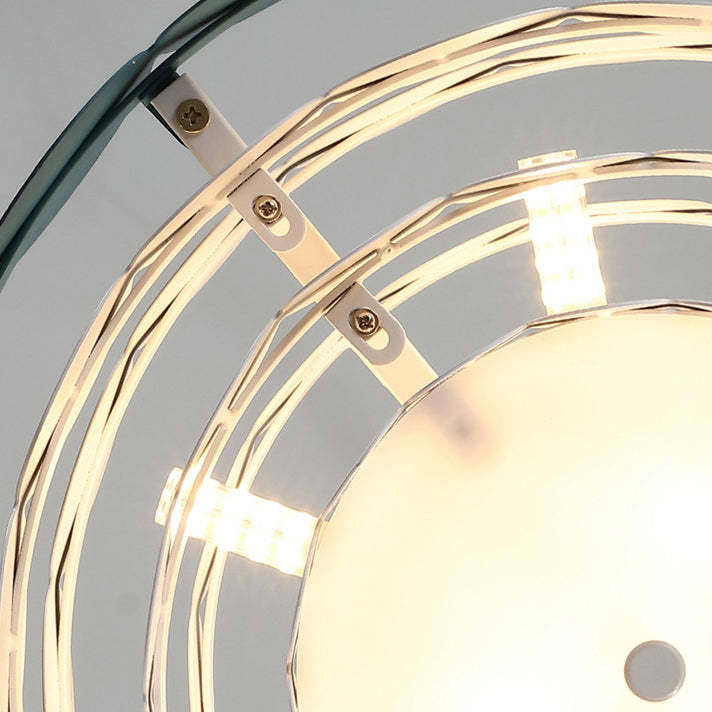 Contemporary Iron Oval Adjustable Rod Chandelier