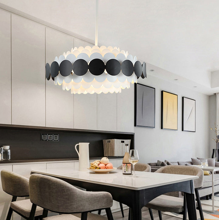 Contemporary Iron Oval Adjustable Rod Chandelier